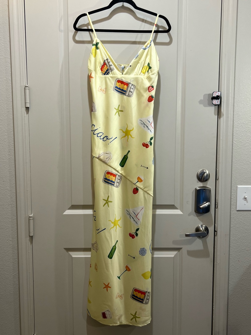For Love & Lemons Ciao Print Slip Maxi Dress Size M NWT - Picture 2 of 8